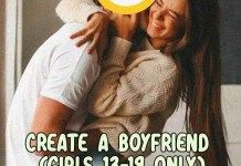 a man holding a woman in his arms with the caption, create a boyfriend