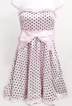 Satin Strapless Dress, Gyaru Fashion, Dress Up Dolls, Fashion Wishlist, Pink Polka Dots, Dream Clothes