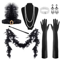 The Great Gatsby Accessories, The Great Gatsby Women Outfits, 1920’s Costume, 1920s Outfit Ideas Women, Old Hollywood Accessories, The Great Gatsby Outfit Ideas Women, Great Gatsby Quince, Flappers 1920s Costume, 1920s Woman Fashion