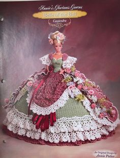 an advertisement for the barbie doll company featuring a woman in a dress with flowers on it