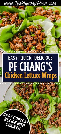 chicken lettuce wraps with text overlay