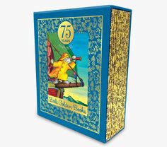 a blue box with an image of a parrot on the front and bottom, in gold foil