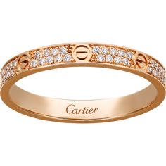 Cartier - Love ring, SM - Ring Woman Pink gold/Diamond - Love ring, small model, 18K pink gold, set with 72 brilliant-cut diamonds totaling 0.19 carats. Width: 2.6mm. Cartier Jewellery, Bracelet Cartier, Enhancer Ring, Cartier Love Ring, Yellow Gold Diamond Ring, Ringe Gold, Cartier Jewelry, Elegant Bedroom, Classy Jewelry