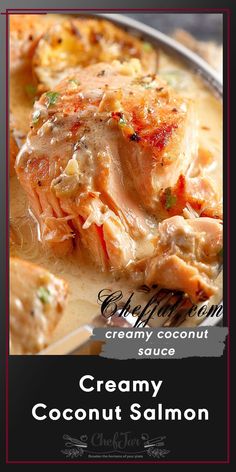 the creamy coconut salmon is ready to be eaten