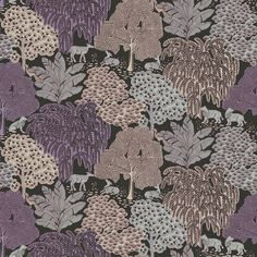 an image of a pattern with trees and animals