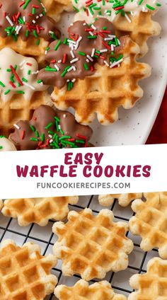 easy waffle cookies with chocolate and sprinkles