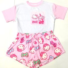 Hello Kitty Sleepwear, Size Xl, Color White And Pink. White Kawaii Summer Sleepwear, White Kawaii Sleepwear For Summer, White Cartoon Print Sleep Top, Casual Hello Kitty Print Tops For Sleepover, Pink Hello Kitty Print Sleepwear For Summer, Cute Hello Kitty Print Tops For Sleepover, Cute Hello Kitty Tops For Sleepover, White Cotton Hello Kitty Sleepwear, Cute White Sleepwear With Cartoon Print