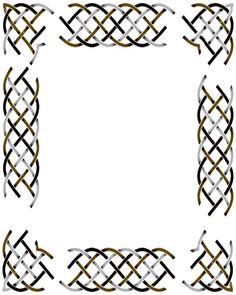 an ornate frame with two intertwined lines in gold and silver on a white background