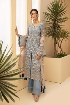 Adans Libas Little Dimples Tesoro 2021 – Sara Clothes Organza Sleeves, Salwar Kamiz, Hippy Chic, Embroidered Chiffon, Embroidered Organza, Designer Salwar Suits