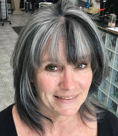 Black And Grey Hair, Grey Hair Over 50, Gorgeous Gray Hair, Salt And Pepper Hair, Beautiful Gray Hair, Natural Gray Hair, Short Grey Hair, Blending Gray Hair, Low Maintenance Hair