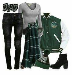 Harry Potter Workout, Harry Potter Houses Outfits, Shifting Wardrobe, Hogwarts Outfits, Potter Head, Green Outfits