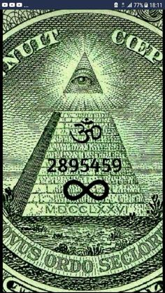 an all seeing pyramid on top of a dollar bill