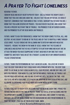 There are four lies that the enemy tells about loneliness that we can combat with God's truth. God does not want us to believe the lies from the enemy. Prayers About Loneliness, The Enemy Attacks Quotes, Prayer For Loneliness, Psalms Prayers, Prayer For Guidance, Personal Prayer, Everyday Prayers, Spiritual Prayers, Christian Prayers
