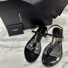 Sandals Are In Great Condition On The Top, The Bottoms Show Signs Of Wear. The Logo Is Faded Where Your Foot Goes. When Wearing Them, They Look New. Ysl Sandals, Soft Sandals, Yves Saint Laurent Shoes, Saint Laurent Shoes, Women's Shoes Sandals, Yves Saint Laurent, Shoes Sandals, Saint Laurent, Women Shoes