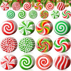 many different types of candy canes on a white background