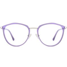 These stylish round glasses combine acetate front rims with sleek metal temple arms for a sophisticated yet artistic appeal. Featuring unique tortoiseshell temple tips, this pair adds a pop of color and personality to your look. Adjustable nose pads provide a secure, custom fit, and the spring hinges ensures comfort for all-day wear. Perfect for showcasing a unique style, these frames are ideal for those with square and diamond face shapes. SPECIFICATIONS Available as Progressive / Bifocal : Yes Purple Glasses Frames, Diamond Face Shape, Oval Glasses, Diamond Face, Paypal Credit Card, Aviator Glasses, Round Glasses, Square Glasses, Spring Hinge