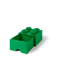 a green lego table with two drawers