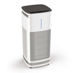 a white and black air purificater on a white background