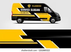 a yellow and black vehicle wrap design