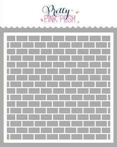 the pink posh brick wall stencil is shown in front of a white background