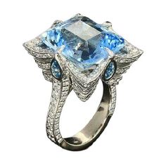 SPECIFICATIONS Surface Width: 6mm Style: TRENDY Shape\pattern: Irregular Metals Type: Zinc alloy Material: Cubic Zirconia Nail Types, Architectural Jewelry, Blue Stone Ring, Aquamarine Crystal, Mua Sắm, Gorgeous Jewelry, Fine Jewelry Gift, Shape Pattern, Crystal Rings