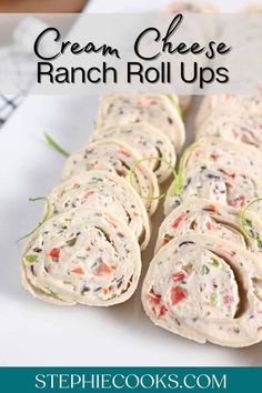 cream cheese ranch roll ups on a white plate