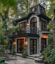 this is an image of a house in the woods