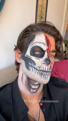 Guys Halloween Makeup, Brown Bear Art, Creepy Halloween Makeup, Theatre Makeup, Skeleton Makeup, Bear Watercolor, Couples Halloween Outfits, Halloween Makeup Scary