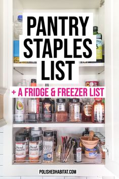 pantry staples list and fridge freezer list