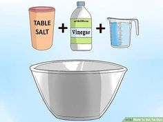 the ingredients to make a table salt recipe in a mixing bowl and measuring cup on a blue background