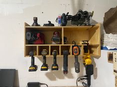 a workbench with many tools on it