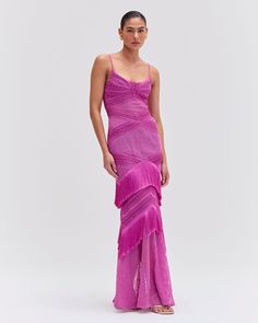 Sleeveless Fringe Maxi Dress Charity Gala, Monochromatic Fashion, Outfit Wedding Guest, Dream Dresses, Fringe Dress, Pink Maxi Dress, Runway Collection, Made In Brazil, Sleeveless Mini Dress