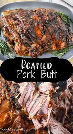 This easy oven roasted pork butt with garlic and herbs makes a delicious meal for a special occasion, parties, and it’s also great for meal prep. In this recipe, we slow roast a large pork roast with fresh rosemary, thyme, parsley, and lots of garlic. Crown Pork Roast Recipes, Crown Roast Recipe, Pork Crown Roast, Crown Roast Of Pork, Roasted Pork Shoulder, Crown Roast, Pot Roast Crock Pot Recipes