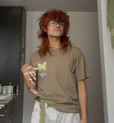 Alt Shaggy Mullet, Dyed Top Of Hair, Did Alter Faceclaims, Adrogonus Hair Long, Alternative Male Hairstyles, Mens Grunge Hair, Mullet Transmasc, Trans Masc Long Hair, Redhead Mullet