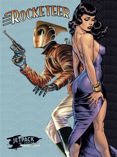 Rocketeer and Bettie Page by Dave Stevens Arte Pulp, Jet Pack, Creation Art, Art Deco Posters