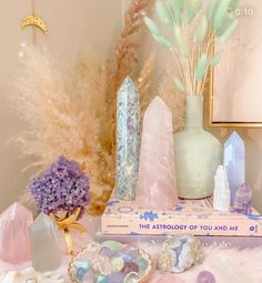 Pastel Crystal Aesthetic, Pink Witch Aesthetic, Altar Aesthetic, Money Candle Spell, Moon In Pisces, Crystal Bedroom, Spiritual Altar, Crystal Background