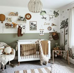 baby nursery ideas boy Baby Jungle Nursery, Green Nursery Boy, Boy Nurseries, Green Baby Room, Baby Boy Bedroom