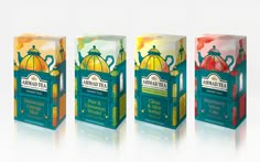 three boxes with different flavors of tea on them