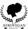 the afro vegan society logo, with an image of a woman's head