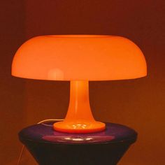 Puffball Lamp | Blood Orange-Dennis Did It Groovy Lamp, Retro 70s Lamp, Orange Toned Lamp, Botanical Bedroom, Orange Retro Lamp, Vintage 70s Mushroom Lamp, Orange Lamps, Retro Interior Design, Home Board