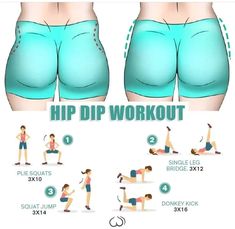 a woman's hip workout is shown with the instructions on how to do it