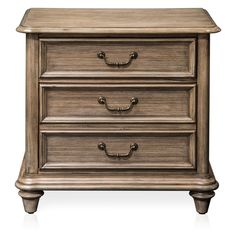 an antique style nightstand with three drawers