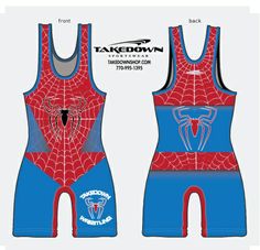 an image of a spiderman wrestling suit for men and women with the words takedown printed on it