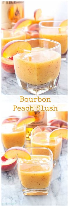 bourbon peach slush in glasses on a table