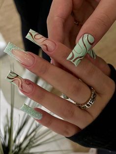 Nails And Rings, Long Acrylic Nail Designs, Easy Nails, Cute Acrylic Nail Designs, Her Nails, Long Acrylic Nails Coffin, Unique Acrylic Nails, Long Square Acrylic Nails, Nail Swag