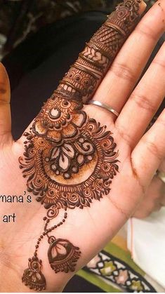 the hand is decorated with henna designs