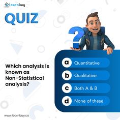 an animated character with question marks in front of him and the text quiz which answer is known as non - statistical analysis?