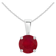 Linked to a lustrous bale is a purplish red ruby solitaire secured in a four prong setting. Crafted in Platinum, the elegant design of this classic ruby pendant draws all attention towards the magnificence of the centre stone. Ruby Necklace Pendant, Aquamarine Pendant, Solitaire Pendant Necklace, Ruby Pendant, Ruby Stone, E 40, Modern Necklaces, Solitaire Pendant, Red Ruby