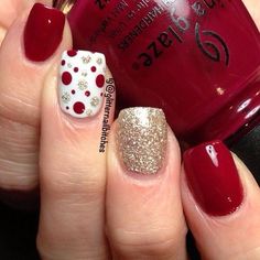 red nails Christmas Nail Art Easy, Christmas Nails Easy, Get Nails, Ombre Hair Color, Xmas Nails, Christmas Nail, Christmas Nail Art, Cute Nail Designs