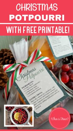 christmas potpouri with free printables and instructions for making the perfect gift